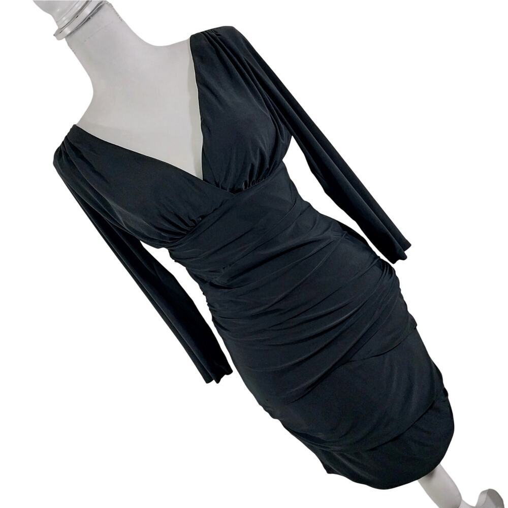 BISOU BISOU! RAVISHING TIERED SKIRT, CRISS,-CROSS TOP STRETCH BLACK DRESS! SZ 8